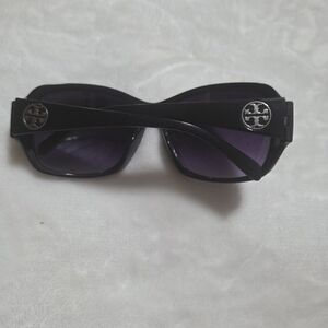 Tory Burch Elegant Black Sunglasses with Silver Accents